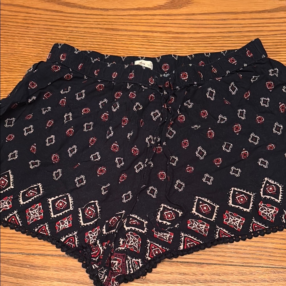 Patterned Black and Red Shorts